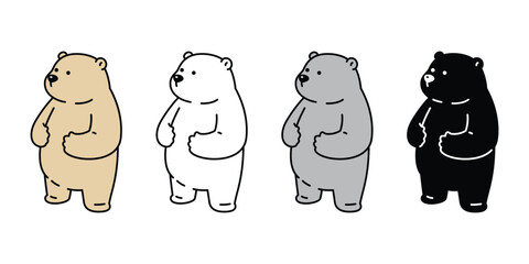 Bear polar icon vector cartoon character fat teddy mascot doll symbol illustration isolated design