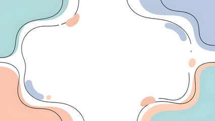 Obraz premium Abstract flowing corner frame with soft pastel lines and organic curves creating elegant modern background with empty center space