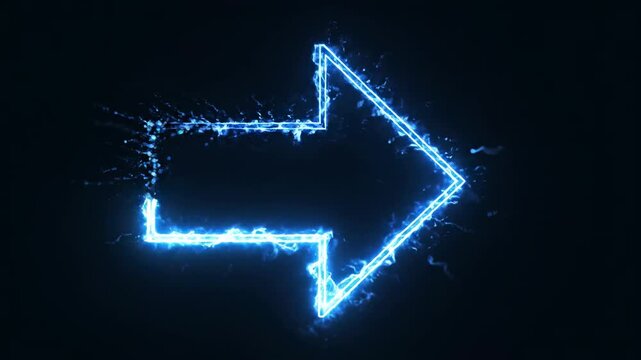 Abstract background of soft moving blue bokeh lights gradually sharpening and resolving into clear, definitive lines forming a large forward arrow mission, concept, vision