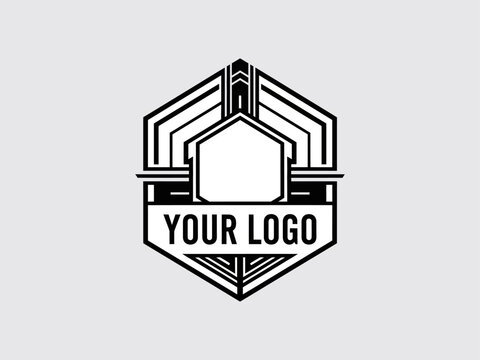 Geometric Logo Design Template with Placeholder.