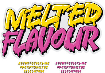 Colorful typography alphabet with drop melted effects. Vector illustration