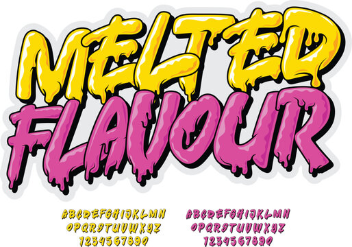 Colorful typography alphabet with drop melted effects. Vector illustration