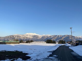 winter landscape in the mountains in Niigata, Japan