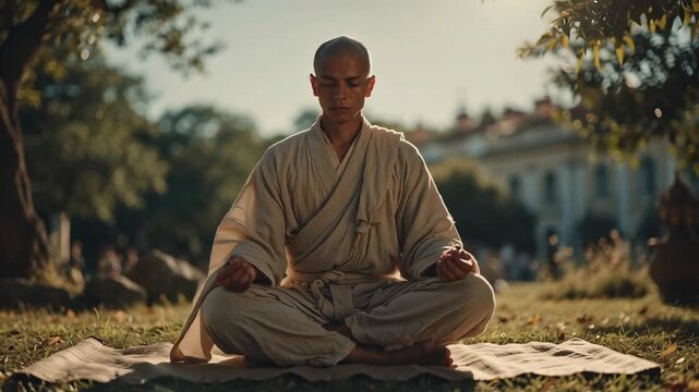 Zen Meditation in the Park - A Moment of Serenity and Mindfulness.