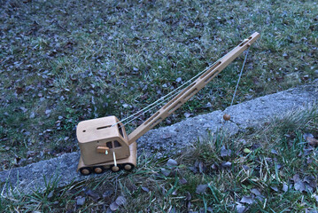 Wooden toy crane