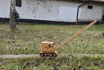 Wooden toy crane