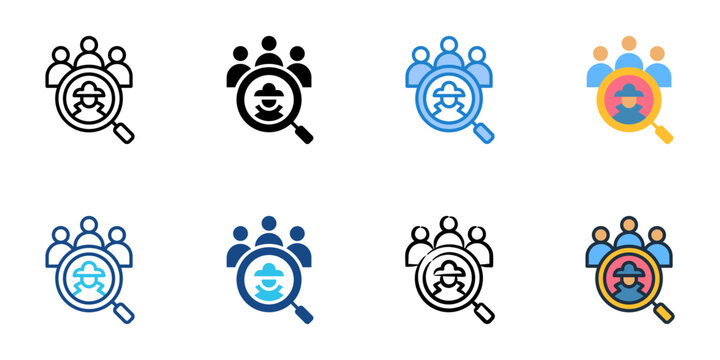 Insider Threat icons set multiple style collection. Editable stroke 
