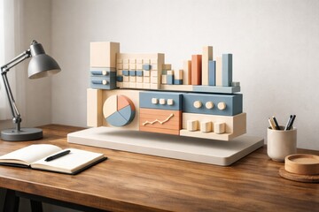 Physical Analytics Model on Desk Representing Business Metrics