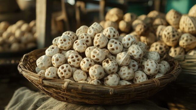 Makhana, commonly known as fox nuts or lotus seeds, are nutritious seeds harvested from the Euryale ferox plant.