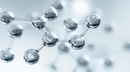 Abstract molecular structure visualization featuring spherical elements connected