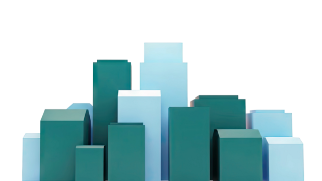 Abstract Teal and Blue Geometric Building Shapes - Powered by Adobe