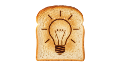 Toasted bread slice with lightbulb idea symbol PNG (बल्ब के निशान वाला टोस्ट)