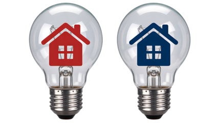 Smart home idea concept with house light bulbs
