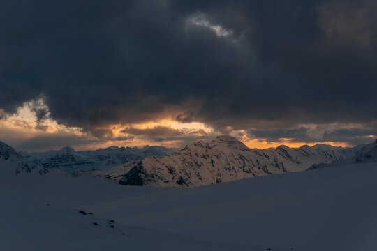 Sunset over the Northern Rockies of Canada.