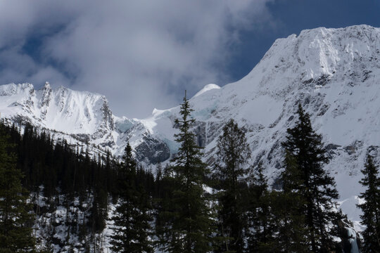 Landscape of a mountain range in Canadian backcountry.