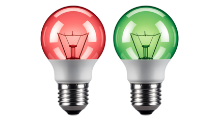Creative idea concept with red and green bulbs
