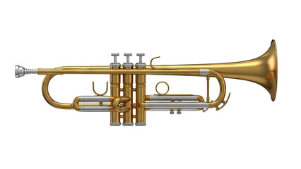 Obraz premium Golden Trumpet on White Background