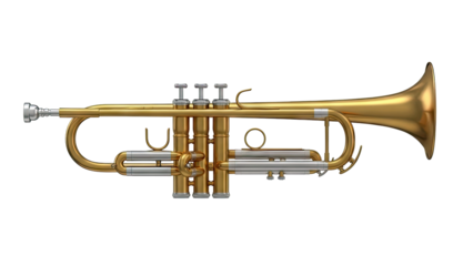 Golden Trumpet on White Background