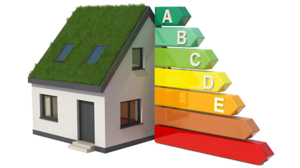 Energy efficiency house with rating scale concept
