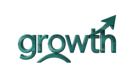 Growth word with upward arrow business success concept
