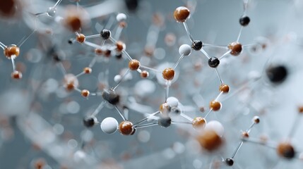 Abstract representation of molecular structure, atoms, and bonds connection