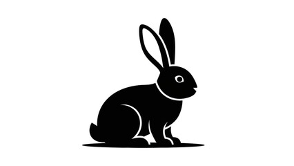 Obraz premium Black silhouette of a rabbit sitting on the ground