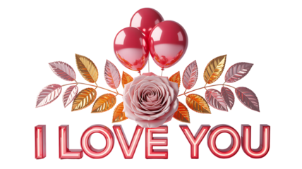I love you rose flower romantic greeting design
