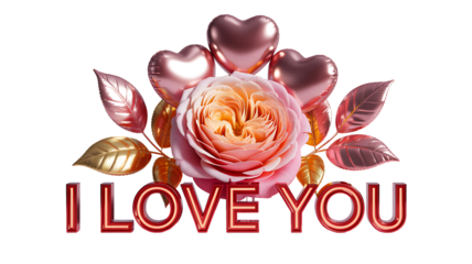 I love you rose flower romantic greeting design
