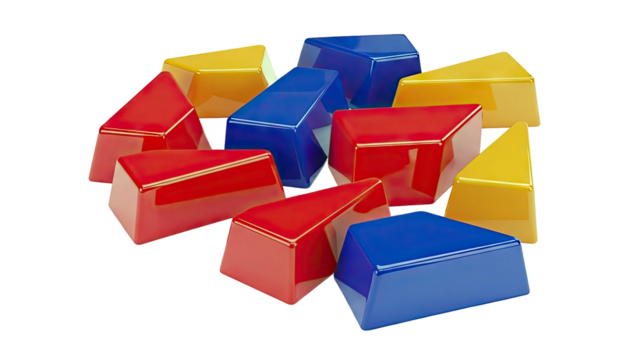 Pile of colorful geometric blocks - Powered by Adobe