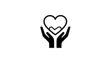 Obraz premium Hands Holding Heart Icon Symbolizing Care and Support on White Background