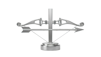 Silver Bow and Arrow Sculpture