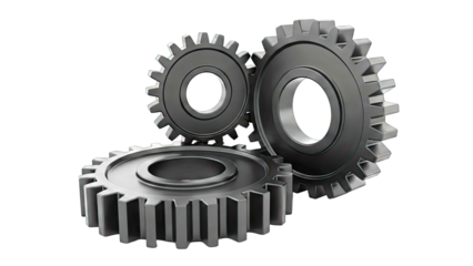 Three Black Gears Interlocked