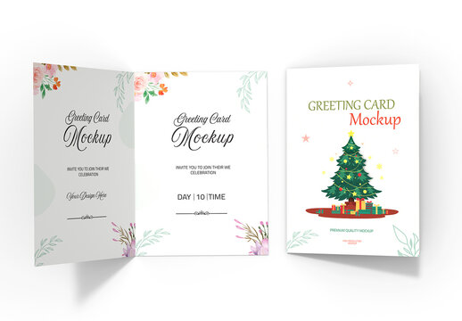 Christmas Greeting Card PSD Mockup