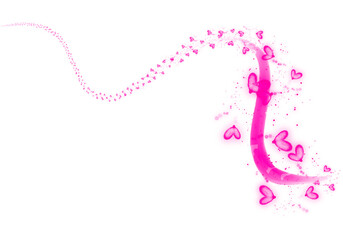 Romantic Pink Heart Glow Particle Effect on Transparent Background