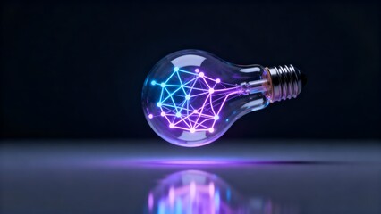 Technological light bulb with a digital network inside symbolizing a smart idea