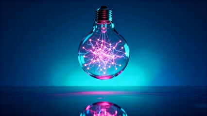 Technological light bulb with a digital network inside symbolizing a smart idea