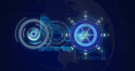 Animation of scope scanning over data processing on black background - Powered by Adobe