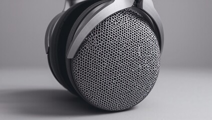 Close-Up of Modern Headphone with Mesh Grill Design and Texture