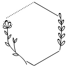 Obraz premium Vintage floral frame design featuring a black ornate vector illustration with flower leaves and decorative botanical elements for a retro nature border card