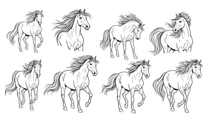 Artistic Hand Drawn Horse Sketch Vector Collection
