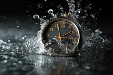 Time management techniques in business showcased through a clock submerged in water illustrating the importance of valuing time effectively