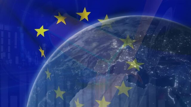 Animation of globe over ue flag