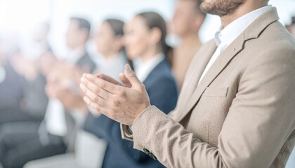 成功を称える拍手と明るい職場の雰囲気