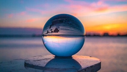 球体が閉じ込めたサンセット/空と海が溶け合う美しき反射