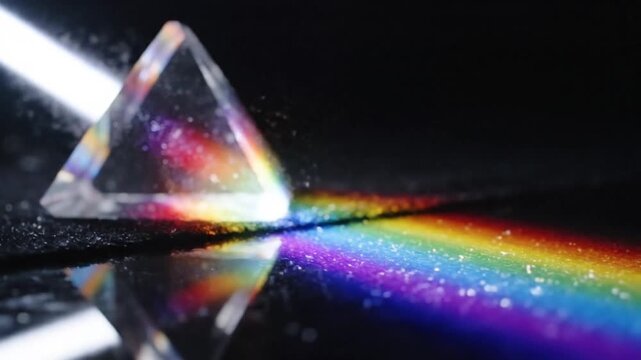 Glass Prism refracts White Light into Rainbow Spectrum, Dispersion, Science