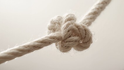 Close-up View of a Knotted Rope with Natural Fiber Texture