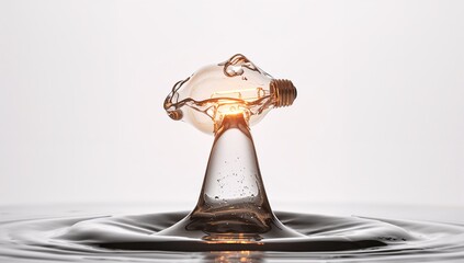 Water Splash with Light Bulb Creating Beautiful Abstract Art