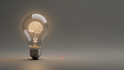Light Bulb Concept with Brain Graphic for Innovation and Ideas