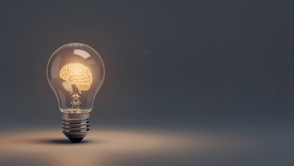 Creative Light Bulb With Brain Illustration Symbolizing Ideas Growth