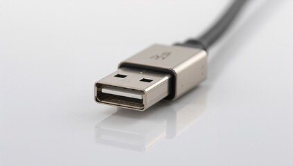 Close-Up View of a USB Connector with Metallic Finish on White Background